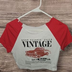 Vintage Red and White Women's Crop Top